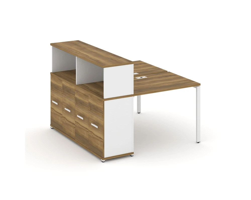 Рабочая станция с опорным распаш. шкафом с надставкой низ. CN.DRS-225 W 1400x1480x1140 Концепт / Concept