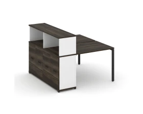Рабочая станция с опорным распаш. шкафом с надставкой низ. CN.DRS-225 W 1400x1480x1140 Концепт / Concept images