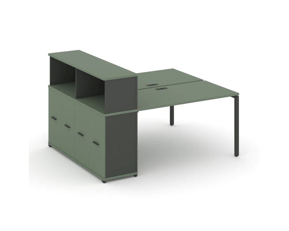 Рабочая станция с опорным распаш. шкафом с надставкой низ. CN.DRS-225 W 1400x1480x1140 Концепт / Concept