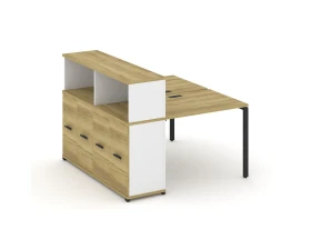 Рабочая станция с опорным распаш. шкафом с надставкой низ. CN.DRS-225 W 1400x1480x1140 Концепт / Concept images