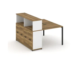 Рабочая станция с опорным распаш. шкафом с надставкой низ. CN.DRS-225 W 1400x1480x1140 Концепт / Concept images