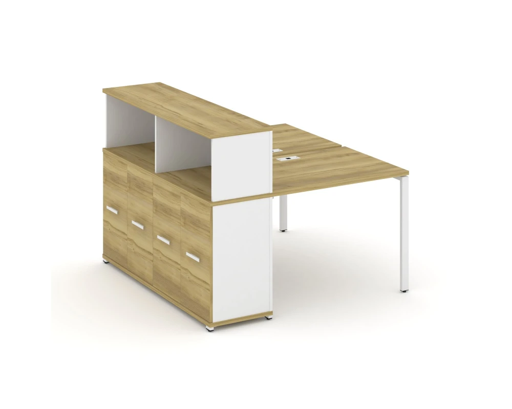 Рабочая станция с опорным распаш. шкафом с надставкой низ. CN.DRS-225 W 1400x1480x1140 Концепт / Concept