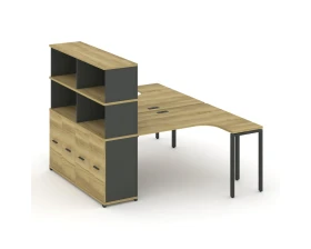 Рабочая станция с опорным распаш. шкафом с надставкой выс. CN.DSA-215 W 1800x1480x1530 Концепт / Concept images