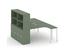Рабочая станция с опорным распаш. шкафом с надставкой выс. CN.DSA-215 W 1800x1480x1530 Концепт / Concept images