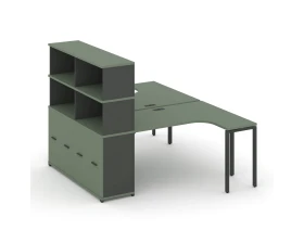 Рабочая станция с опорным распаш. шкафом с надставкой выс. CN.DSA-215 W 1800x1480x1530 Концепт / Concept images