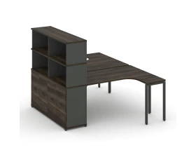 Рабочая станция с опорным распаш. шкафом с надставкой выс. CN.DSA-215 W 1800x1480x1530 Концепт / Concept images