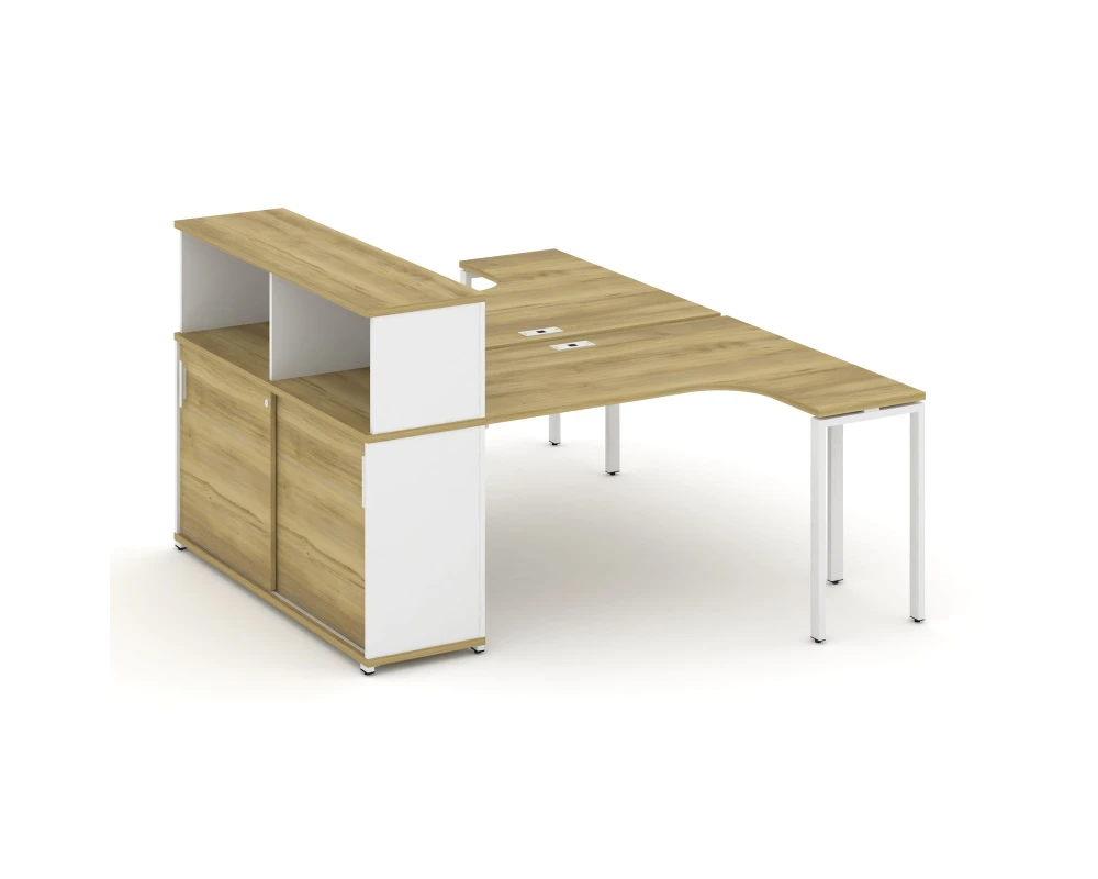 Рабочая станция с опорным шкафом-купе с надставкой низ. CN.DSA-219 W 1800x1480x1140 Концепт / Concept