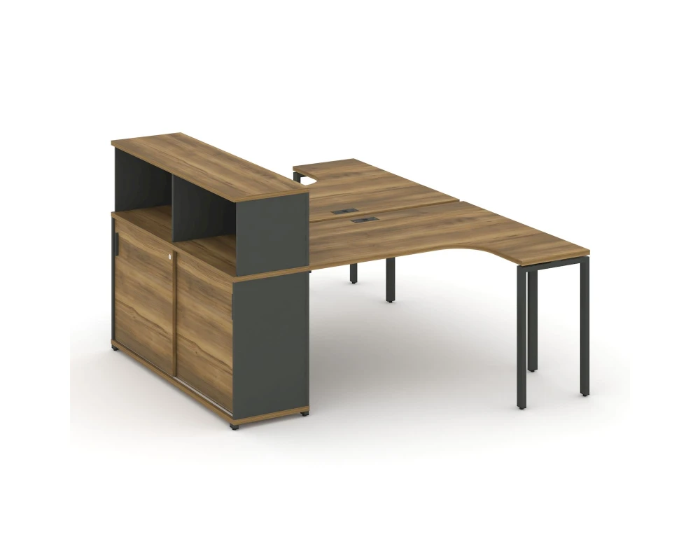 Рабочая станция с опорным шкафом-купе с надставкой низ. CN.DSA-219 W 1800x1480x1140 Концепт / Concept