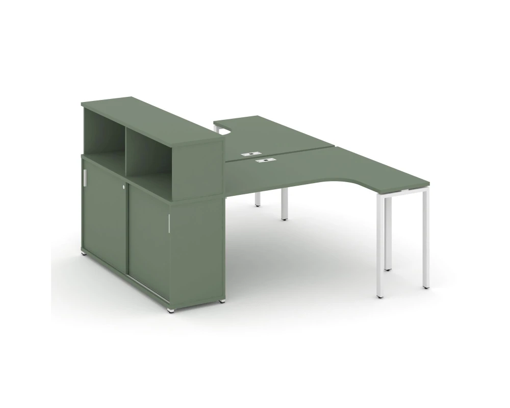 Рабочая станция с опорным шкафом-купе с надставкой низ. CN.DSA-219 W 1800x1480x1140 Концепт / Concept
