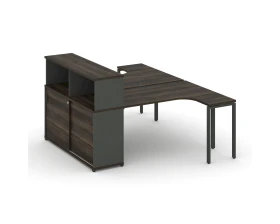 Рабочая станция с опорным шкафом-купе с надставкой низ. CN.DSA-219 W 1800x1480x1140 Концепт / Concept images