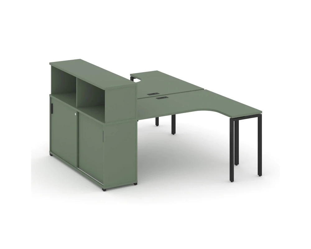 Рабочая станция с опорным шкафом-купе с надставкой низ. CN.DSA-220 B 2000x1480x1140 Концепт / Concept