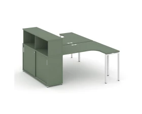 Рабочая станция с опорным шкафом-купе с надставкой низ. CN.DSA-220 W 2000x1480x1140 Концепт / Concept images