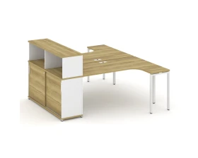 Рабочая станция с опорным шкафом-купе с надставкой низ. CN.DSA-220 W 2000x1480x1140 Концепт / Concept images
