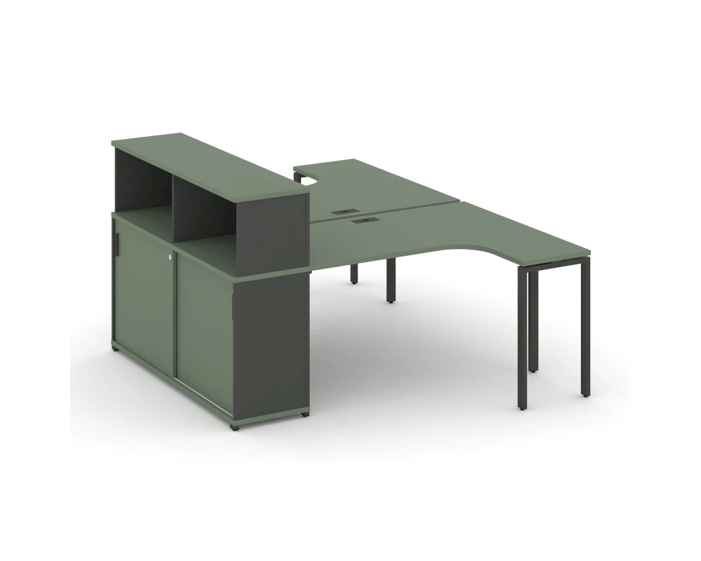 Рабочая станция с опорным шкафом-купе с надставкой низ. CN.DSA-220 W 2000x1480x1140 Концепт / Concept