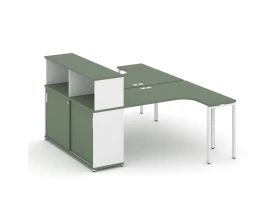 Рабочая станция с опорным шкафом-купе с надставкой низ. CN.DSA-220 W 2000x1480x1140 Концепт / Concept images