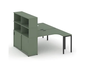 Рабочая станция с опорным шкафом-купе с надставкой выс. CN.DSA-221 B 1800x1480x1530 Концепт / Concept images