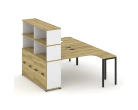 Рабочая станция с опорным шкафом-купе с надставкой выс. CN.DSA-221 W 1800x1480x1530 Концепт / Concept images