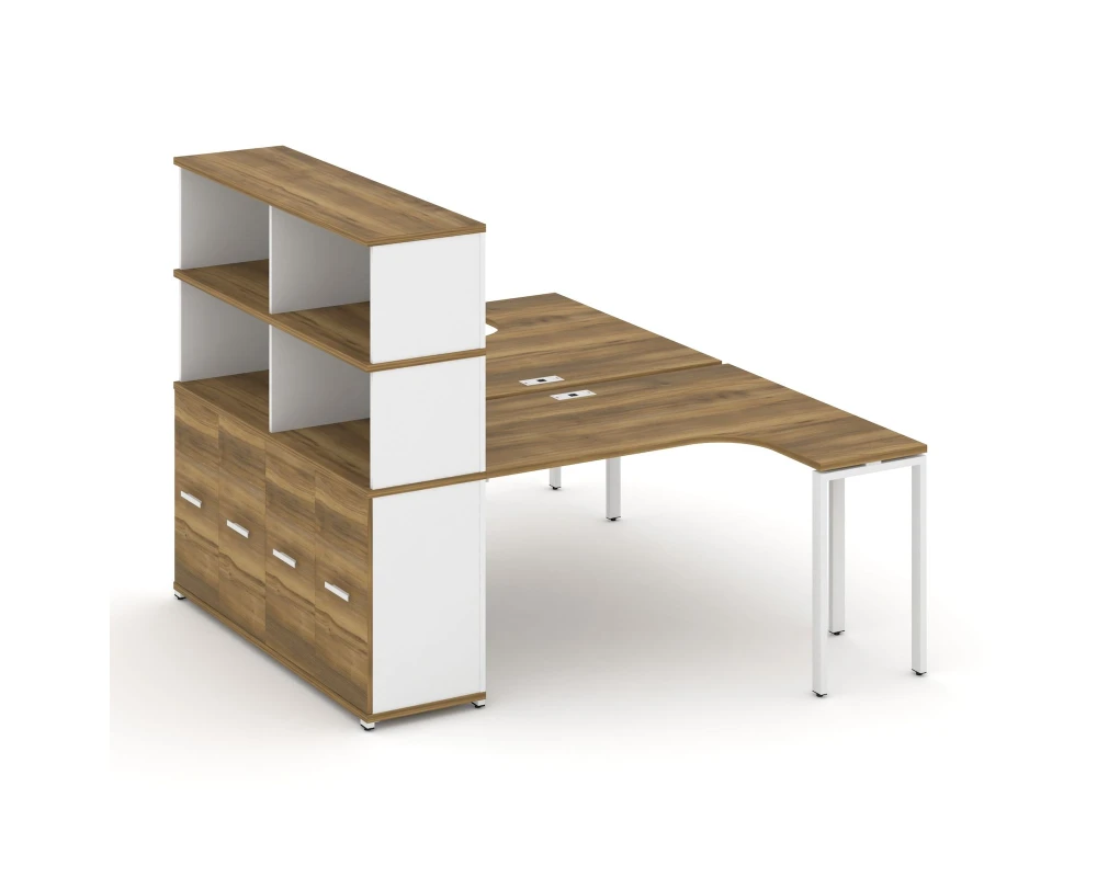 Рабочая станция с опорным шкафом-купе с надставкой выс. CN.DSA-221 W 1800x1480x1530 Концепт / Concept