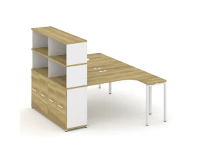 Рабочая станция с опорным шкафом-купе с надставкой выс. CN.DSA-221 W 1800x1480x1530 Концепт / Concept images