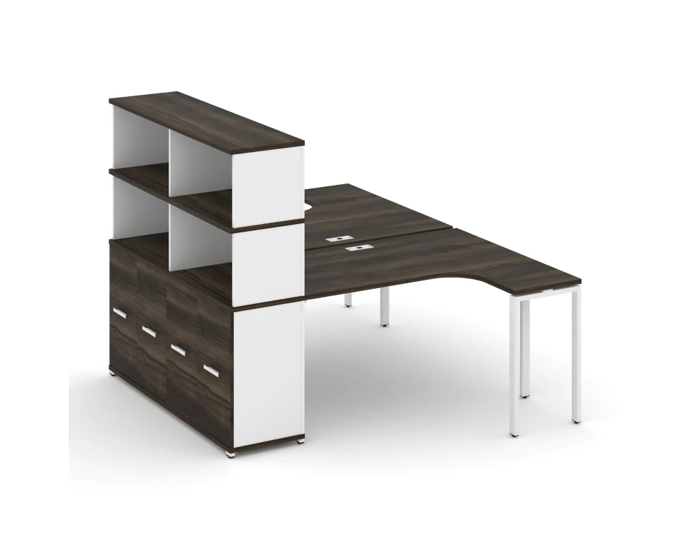 Рабочая станция с опорным шкафом-купе с надставкой выс. CN.DSA-221 W 1800x1480x1530 Концепт / Concept