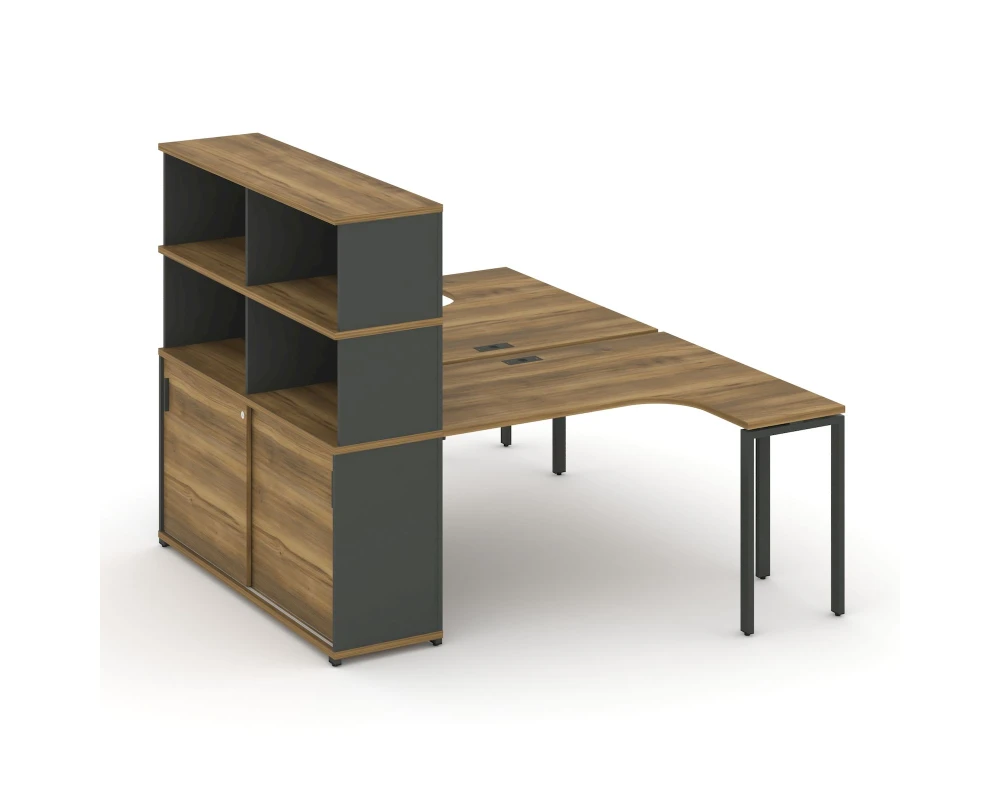 Рабочая станция с опорным шкафом-купе с надставкой выс. CN.DSA-221 W 1800x1480x1530 Концепт / Concept