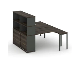 Рабочая станция с опорным шкафом-купе с надставкой выс. CN.DSA-221 W 1800x1480x1530 Концепт / Concept images