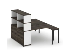 Рабочая станция с опорным шкафом-купе с надставкой выс. CN.DSA-221 W 1800x1480x1530 Концепт / Concept images