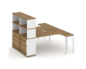 Рабочая станция с опорным шкафом-купе с надставкой выс. CN.DSA-222 W 2000x1480x1530 Концепт / Concept images