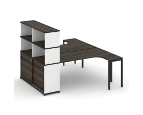 Рабочая станция с опорным шкафом-купе с надставкой выс. CN.DSA-222 W 2000x1480x1530 Концепт / Concept images