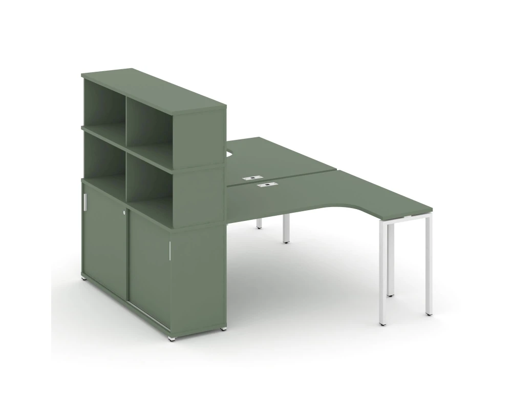 Рабочая станция с опорным шкафом-купе с надставкой выс. CN.DSA-222 W 2000x1480x1530 Концепт / Concept