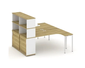 Рабочая станция с опорным шкафом-купе с надставкой выс. CN.DSA-222 W 2000x1480x1530 Концепт / Concept images