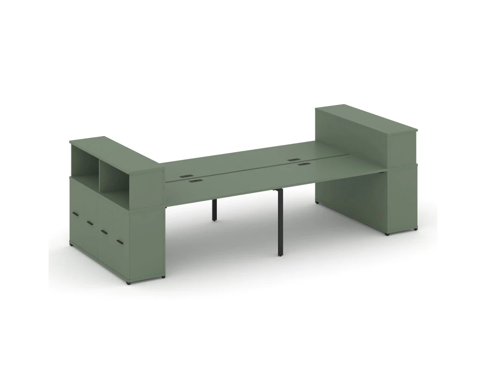 Рабочая станция с опорными распаш. шкафами с надставкой низ. CN.DRS-270 B 3200x1480x1140 Концепт / Concept