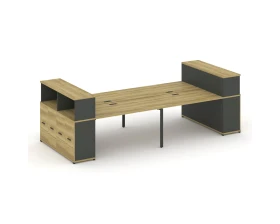 Рабочая станция с опорными распаш. шкафами с надставкой низ. CN.DRS-270 W 3200x1480x1140 Концепт / Concept images