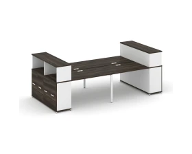 Рабочая станция с опорными распаш. шкафами с надставкой низ. CN.DRS-270 W 3200x1480x1140 Концепт / Concept images