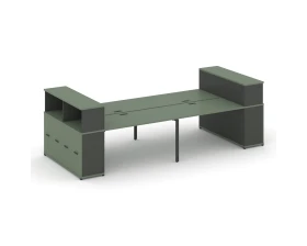 Рабочая станция с опорными распаш. шкафами с надставкой низ. CN.DRS-270 W 3200x1480x1140 Концепт / Concept images