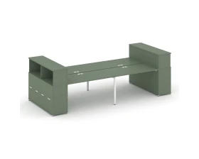 Рабочая станция с опорными распаш. шкафами с надставкой низ. CN.DRS-271 W 3600x1480x1140 Концепт / Concept images
