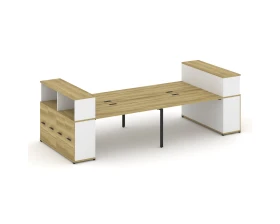Рабочая станция с опорными распаш. шкафами с надставкой низ. CN.DRS-271 W 3600x1480x1140 Концепт / Concept images