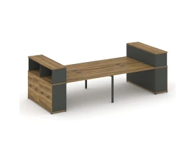 Рабочая станция с опорными распаш. шкафами с надставкой низ. CN.DRS-271 W 3600x1480x1140 Концепт / Concept images