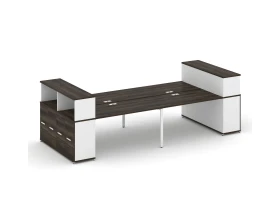 Рабочая станция с опорными распаш. шкафами с надставкой низ. CN.DRS-271 W 3600x1480x1140 Концепт / Concept images