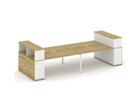 Рабочая станция с опорными распаш. шкафами с надставкой низ. CN.DRS-272 W 4000x1480x1140 Концепт / Concept images