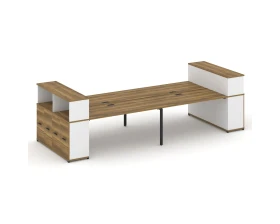 Рабочая станция с опорными распаш. шкафами с надставкой низ. CN.DRS-272 W 4000x1480x1140 Концепт / Concept images