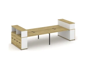 Рабочая станция с опорными распаш. шкафами с надставкой низ. CN.DRS-272 W 4000x1480x1140 Концепт / Concept images