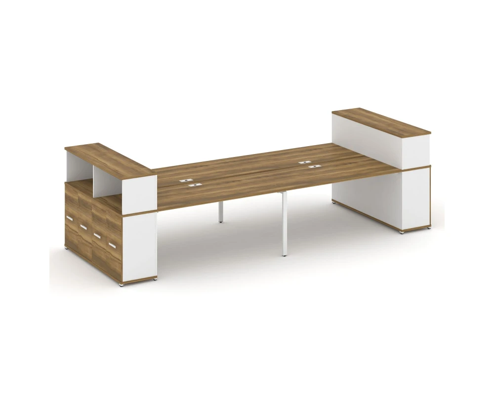 Рабочая станция с опорными распаш. шкафами с надставкой низ. CN.DRS-272 W 4000x1480x1140 Концепт / Concept