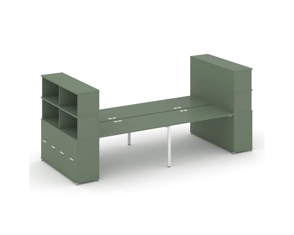 Рабочая станция с опорными распаш. шкафами с надставкой выс. CN.DRS-273 W 2800x1480x1530 Концепт / Concept