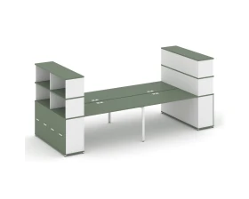 Рабочая станция с опорными распаш. шкафами с надставкой выс. CN.DRS-274 W 3200x1480x1530 Концепт / Concept images