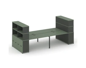 Рабочая станция с опорными распаш. шкафами с надставкой выс. CN.DRS-274 W 3200x1480x1530 Концепт / Concept images