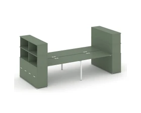 Рабочая станция с опорными распаш. шкафами с надставкой выс. CN.DRS-274 W 3200x1480x1530 Концепт / Concept images