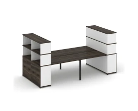 Рабочая станция с опорными распаш. шкафами с надставкой выс. CN.DRS-274 W 3200x1480x1530 Концепт / Concept images