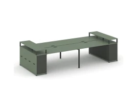 Рабочая станция с опорными распаш. шкафами с верх. горизонтами CN.DRS-267 W 3600x1480x917 Концепт / Concept images