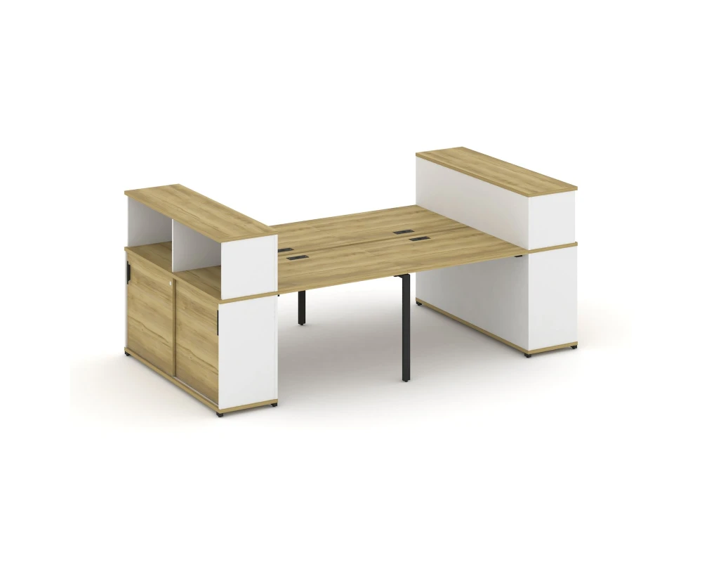 Рабочая станция с опорными шкафами-купе с надставкой низ. CN.DRS-281 W 2800x1480x1140 Концепт / Concept